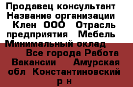 Продавец-консультант › Название организации ­ Клен, ООО › Отрасль предприятия ­ Мебель › Минимальный оклад ­ 40 000 - Все города Работа » Вакансии   . Амурская обл.,Константиновский р-н